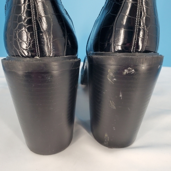 Boohoo faux croc black platform lug boots US 9 - Picture 4 of 12